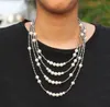 Mens 316L Stainess Steel Bead 6mm 8mm Pearl Bead Chain Ketting 16 inch 18 inch 20 inch 22 inch Mode Hiphop Sieraden