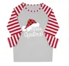 クリスマスストライプシャツの女性パッチワークトップスブラウスサンタレター長袖TシャツガールトラックティーブルサスOネックカジュアルプルオーバーB6929
