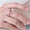 Drop Rose Gold Color Cute Cat Animal CZ Ross Quartz Crystal Pink Opal Rings Jewelry Whole for Women Girls76598295523281