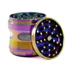 Grinder per fumo blu ghiaccio con diametro di 63 mm e vita restringente ad arco a 4 strati e apertura della finestra