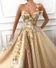 2022 Sexy Split Flowers One One Counter A Line Tulle Prom Dresses Vresses Backless Backed BC0684