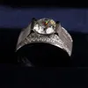 男性の本物のソリッド925スターリングシルバーの結婚式のジュエリーの高級1.2 CT誕生石5A CZリングの男の子ギフトサイズ8-10