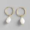 Blanc naturel perles baroques d'eau douce boucles d'oreilles goutte pour les femmes Style coréen fiançailles balancent boucle d'oreille bijoux de mariage YME329
