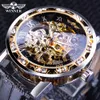 Gewinner Schwarz Golden Retro Leuchtzeiger Mode Diamant Display Herren Mechanische Skeleton Armbanduhr Top-marke Luxus Uhr Wat248m