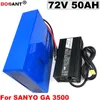 72 v 50AH recarreg￡vel 72 C￩lula de bateria de l￭tio para Sanyo Originais 18650 v 5000 w Bicicleta El￩trica Da Bateria + 5A carregador de Fr