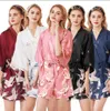 Kvinnors Kort Brudtärna Klänning Robe Tryckta Klänningar Nightgown Sleepwear Silk Pyjamas Sexig Home Dress Wear Plus Size M-2XL Gratis frakt