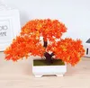 Verde / amarelo / roxo / laranja / vermelha planta artificial em vaso bonsai plantas falsas árvores para natal em casa