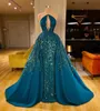 Vestidos de noite de sereia da marinha elegante com trem destacável 2020 lantejoulas keyhole sexy vestidos de baile grânulos robe formal de soíree