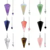 Naszyjnik Wisiorek Naturalny Kamień Szlachetny Amulet Healing Crystal Wisiorek Stożek Wahadło Urok Naszyjniki Medytacja Hexagonal Pendulum Dla Mężczyzn Kobiety