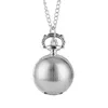 Noir Argent Steampunk Lisse Boule En Forme De Quartz Montre De Poche Collier Pendentif avec Chaîne Femmes Hommes Cadeau Relogio De Bolso