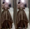 Şık Yansıtıcı Uzun Kollu Pullarda A Hattı Pileleri Abiye Mücevher Boyun Dantelli Yüksek Düşük Örgün Parti Gelinlik de soirée elbiseler