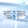 Umcho Solid 925 Sterling Silver Jewelry Created Nano Sky Blue Topaz Rings for Women Cocktail Ring Wedding Party Fine Jewelry CJ191320a