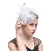 Women Feather Hat Hair Wear Clip Cocktail Party Wedding Net Bridal Decor Race Iphdj