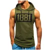 Heren T-shirt Fitness Muscle Shirt Mouwloze Hoodie Top Bodybuilding Gym Tops Vest Training T-shirt Pocket Tight Dropship1