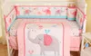 New arrival 7Pcs Newborn Crib bedding set elephant Baby bedding set For Girl Baby bed sets Cuna quilt Bumper bed skirt Fitted7606586