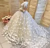 3D Butterflies Appliques Wedding Dresses Lace Top Sheer Long Sleeves Bridal Gowns Custom Made Tulle Sweep Train Wedding Vestidos Custom Made