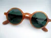 Deppstjärnstil Retro linne Runda Polariserade solglasögon MS Storlekar Fashional Unisex Sun Glasses Pure-Plank Fullset Case