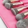 Pennelli per trucco 10 pezzi Kit di pennelli per cosmetici professionali Set di pennelli in oro rosa con borsa per fondotinta in polvere per occhi e viso Strumento per il trucco