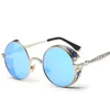 Steampunk zonnebril Mens zonnebril retro punk zonnebril voor mannen ronde mode hipster spiegel lenzen gradient shades1929547