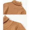 Baby Kids Meisjes Turtleneck Solid Ribbed Pullover Casual Trui Kinderen Meisje Mode Herfst Lente Winter Base Sweaters Kleding