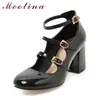 Meotina primavera 2020 zapatos de mujer Mary Jane tacones altos gruesos hebilla zapatos de fiesta punta redonda señoras negro rojo tamaño 34-39