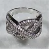 Choucong Cruz linha Anel Pave configuração 5A Zircon Cz 925 Sterling Silver Anéis de Noivado de Casamento Banda para as mulheres Moda Jóias