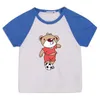 Maglietta per bambini con orso cartone animato Maglietta estiva per bambini a maniche corte Maglietta con stampa orso Girocollo in cotone Top Abbigliamento firmato per bambini Ragazzi