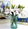 Fake Flower Bouquet Supply Simulation Lily for Lady Gift Artificial Large Lily Romantic Flower Lily Branch for Home Shop Decoration GB140