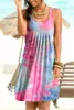 Tie-dye sans manches impression femmes robe Hot Designer mode col rond jupe courte taille haute robes bretelles femme robe d'été