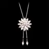 Zircon Snowflake Long Necklace Sweater Chain Fashion Fine Metal Chain Crystal Rhinestone Flower Pendant Necklace275d