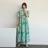 Casual sukienki Lato Vintage Sukienka Dla Panie Drukowane Luźne Maxi O-Neck Krótki Rękaw Sundress Słodki Koreański Styl 2021 1