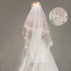 2020 New Bridal Wedding Veils Billiga Gratis frakt Lace Vintage Bröllop Bröllop Slöja Elbow Längd Två lager Brudtillbehör CPA1440