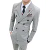 Newest Double-Breasted Groomsmen Peak Lapel Wedding Groom Tuxedos Men Suits Wedding/Prom/Dinner Best Man Blazer(Jacket+Tie+Vest+Pants) 1104