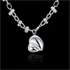 Varmpläterad Sterling Silver Necklace 18 inches Big Peach Heart Necklace DHSN055; Helt ny 925 Silverplatta Hängsmycke Halsband Smycken