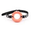 Bondage Retenue Sexy Silicone Bouche Peau Ouverte Forme De Lèvre Gag Tête Harnais Bracelet En Cuir A43