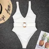 Bikini Swiming Suit Kobiet One Piece Swimsuit Belt Seksowny strój kąpielowy biały strój kąpielowy Kobiet 2019 Swime Kombinezon Kobiet Squywear3202859