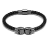 Bracelets tressés en cuir véritable noir pour hommes et femmes, en acier inoxydable, or, crâne du nord, bijoux à la mode, 295k
