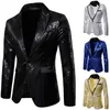 Costumes pour hommes Blazers Brillant Or Paillettes Paillettes Hommes Costume Blazer Hommes Veste Mince Discothèque Désherbage Costume De Fête Homme Scène Chanteurs Vêtements