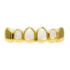 Dientes inferiores inferiores de color dorado, cuatro parrillas de dientes de cara abierta, juego de dientes superiores e inferiores, juego de parrillas de Hip Hop en tono plateado y dorado 8553290