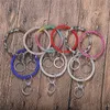 9 color Silicone Diamond bracelet Women Wrist key ring Wristband Chains Circle Wristlet Car keychain Wrist Strap Jewelry