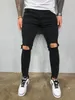 Mens Destroyed Skinny Jeans Cool Stretch Ripped Denim Pantalons pour Hommes Casual Slim Fit Hip Hop Crayon Pantalon avec Trous