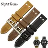 20mm 22mm Crazy Horse Calf Läderband för Hamilton Watch Band Rivet Mens Militär Pilot Khaki Field Aviation Watch Belts Uhr Y19052301