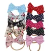 Baby blommig hårband stora båge nylon huvudband flicka boutique checker blommig tryckt hårklämma fast polka dot elastiska baby tillbehör lsk43