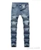 New Fashion Men Slim Casual Pants Elastic Men`s Trousers LIght Blue Quality Fit Loose Cotton Denim Brand Jeans For Men