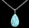 ePacket dhl goutte d'eau pierre naturelle améthyste poudre cristal Turquoise pendentif avec chaînes DAN14 mélanger ordre bijoux