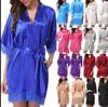 Röda Kvinnor Lace Sexig Lace Satin Robe Klänning Pyjamas Sommar Nightdress Kortärmad Silk Sleepwear Kvinnor Sova Underkläder Pajama Night Bathrobes