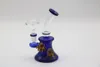 17cm Tall 14.4mm Joint Size Blue Glass Bong with Bowl Compact and Portable Glass Water Pipe Hookahs Oil Rigs 2020 New Arrival Good Gift