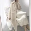 Suéter de caxemira de vison genuíno feminino cardigã de caxemira puro casaco de vison de malha de inverno casaco de pele longo frete grátis 2019 DC486