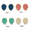 American European Fashion Womens Simple Vergulde Waterdrop Druy Earring 15mm Handgemaakte Druzy Trendy Sieraden Hars Stone Stud Earring