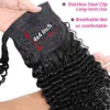 Malezyjski Natural Black Kinky Curly Ponytail 140g Ponytails Horsetail Nieprojekony naskórka Wyrównana Dziewiczy Human Wapna Wrap Drawstring Ponytail